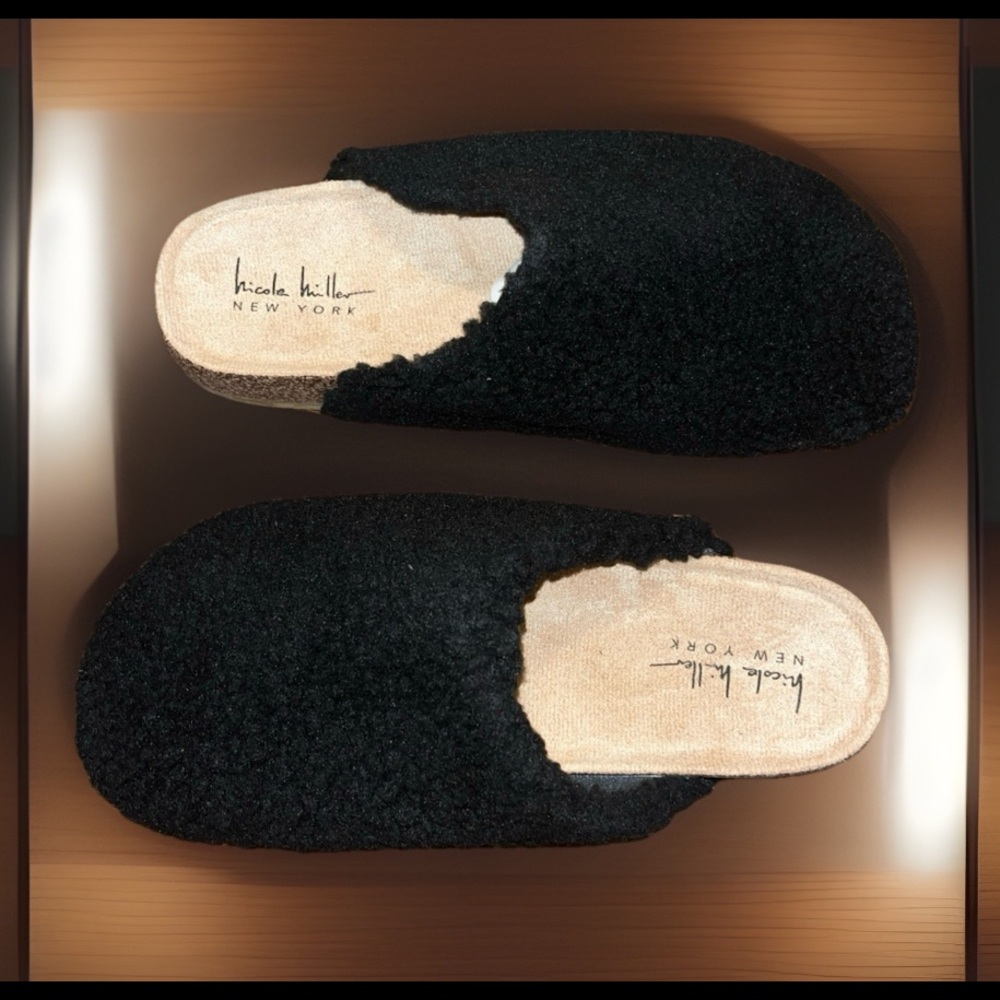 Nicole Miller Bondy Slippers Indoor & Outdoor Orthotics Cork Clogs Furry Slipper